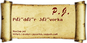 Pödör Jávorka névjegykártya